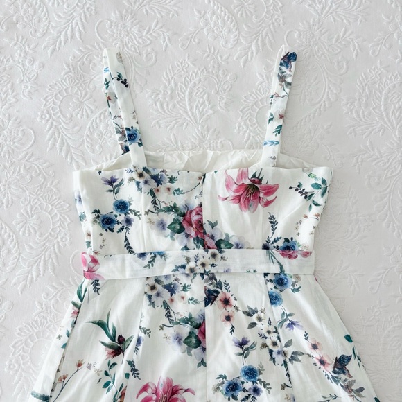 NWOT Lulus Sunny Posture Ivory Floral Sleeveless Midi Dress With Pockets Medium - Picture 5 of 8